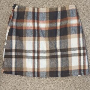Amazon Brown and Black Plaid High Waisted A-Line Mini Skirt